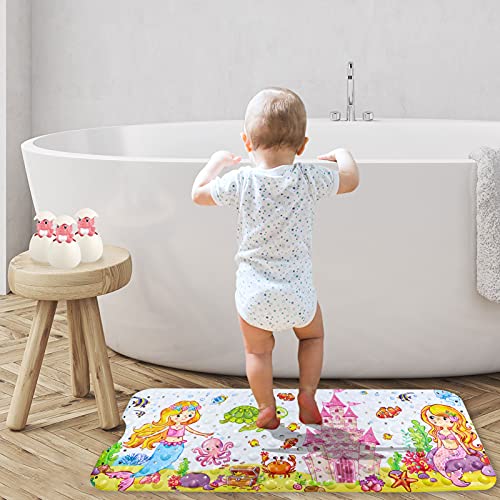 Moocuca Alfombrilla Antideslizante Bañera 100 x 40cm, Alfombra Baño Infantil con 200 Ventosas Fuertes, ​Motivos del Mundo Submarino Alfombrillas de Ducha para Bañera o Ducha (Castillo)