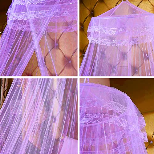 Mosquitera de Dosel de Cama, BKJJ Púrpura Mosquitera para Doble Bette, Mosquiteras para Camas, Mosquitera de Fácil Instalación, Protección Antimosquitos (60 * 260 * 1200cm)