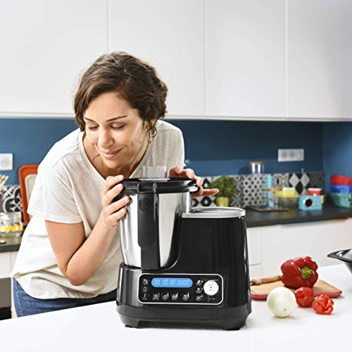 Moulinex ClickChef HF4SPR30 - Robot de cocina multifunción 1400W, 3.6 l, recetario en Castellano, 5 programas Auto, temperatura de 30 a 120 ºC, 12 velocidades, 32 funciones, báscula, vaporera, negro