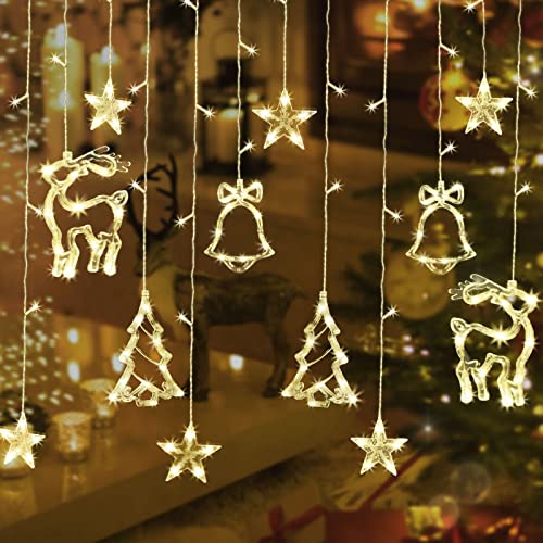 mreechan Cortina de luces decorativas,Cortina Luces Navidad Escaparate,3.5m Decoracion Navidad Cortinas Luz para Balcones Ventana Interior,USB Cadena Luces de Navidad.