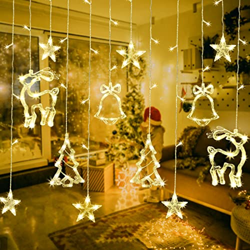 mreechan Cortina de luces decorativas,Cortina Luces Navidad Escaparate,3.5m Decoracion Navidad Cortinas Luz para Balcones Ventana Interior,USB Cadena Luces de Navidad.