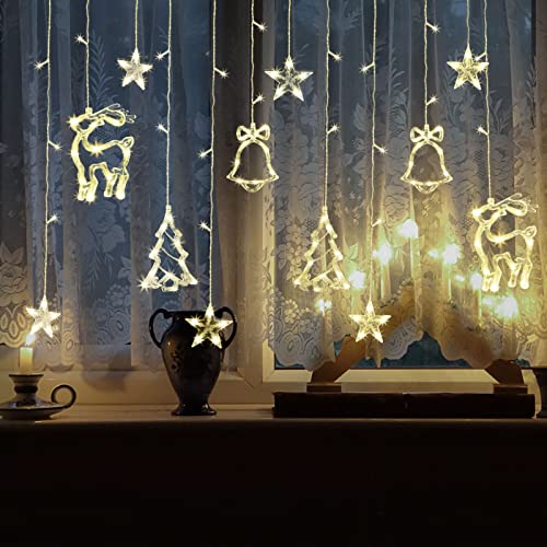 mreechan Cortina de luces decorativas,Cortina Luces Navidad Escaparate,3.5m Decoracion Navidad Cortinas Luz para Balcones Ventana Interior,USB Cadena Luces de Navidad.