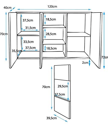 muebles bonitos Aparador Modelo Luke A2 (120x72cm) Color Negro con Patas estándar