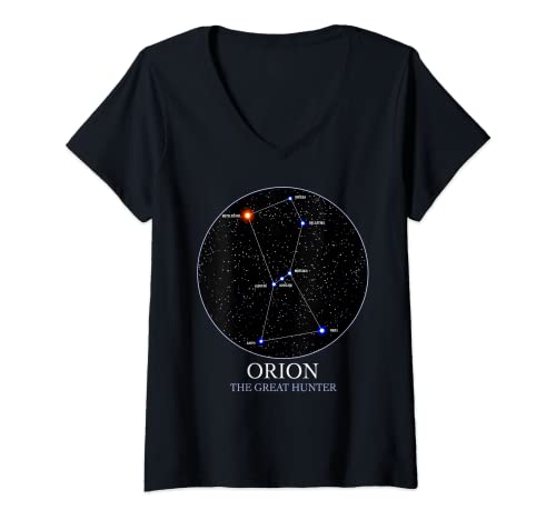 Mujer Astronomía Orión Estrella Constelación De Orión El Cazador Camiseta Cuello V