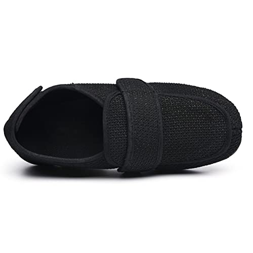 Mujer Diabético Pie Zapatos Ajustar Tela Zapato Pronación Deformación por Apoyo Anciano Hinchado Pies Zapatillas,Negro,37