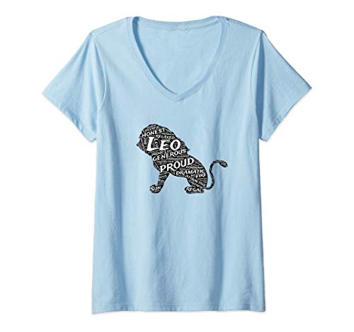 Mujer Leo Características Del Zodíaco León Inglés Leo Zodiac Camiseta Cuello V