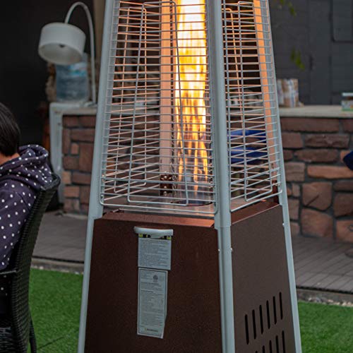 MURAN Estufa de Gas para Exterior Piramide para Terraza,Estufa De Gas Comercial con Ruedas Móviles,Adecuada para Exteriores,Jardín,Sala De Estar-Oro,Negro,Acero Inoxidable