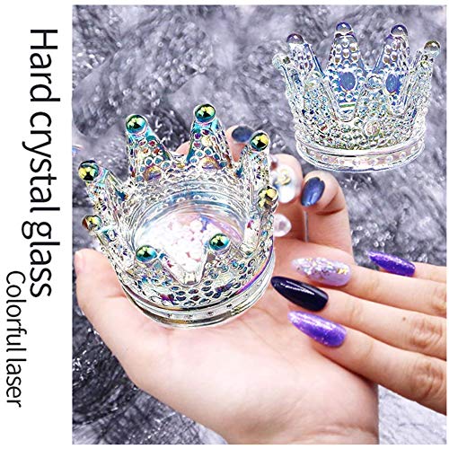 Nail Art Dappen, Platos Vasos de Cristal de Arte de Uñas, Copa de uñas para Acrílico en polvo líquido, Tazón de cristal para uñas, Crown Nails Plato de vidrio 2 piezas Láser de colores