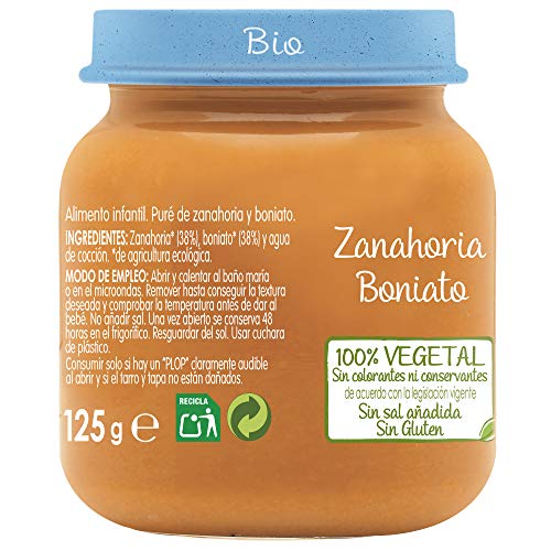 Naturnes BIO Tarrito Veggie bio Nestlé Zanahoria Boniato - Pack de 6 x 125g