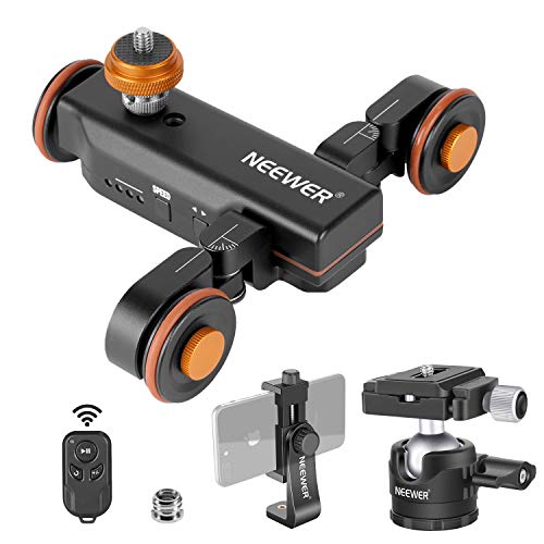 Neewer Cámara de 3 Ruedas con Cámara de Video con Control Remoto Ajustable de 3 Velocidades+Cabezal de Bola de Perfil Bajo+Clip Giratorio Compatible con Cámara DSLR Gopro 13Pro Max y Otros Teléfonos