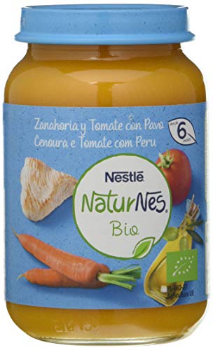 Nestlé Naturnes Bio Puré Zanahoria, Tomate Y Pavo Tarrito Para Bebés Desde 6 Meses - Pack de 12 tarritos 190g