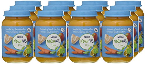 Nestlé Naturnes Bio Puré Zanahoria, Tomate Y Pavo Tarrito Para Bebés Desde 6 Meses - Pack de 12 tarritos 190g