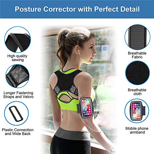 newhashiqi Corrector De Postura Para Hombres Y Mujeres, Espalda Soporte Lumbar Ajustable Soporte Para La Postura Del Hombro Negro Negro