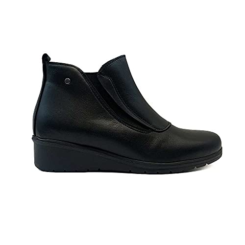 ¡¡Novedad!! Zapatisimos - Botín de Piel para Mujer con Plantilla Extraible. Bota Corta con elástico y Cremallera, cómodas.