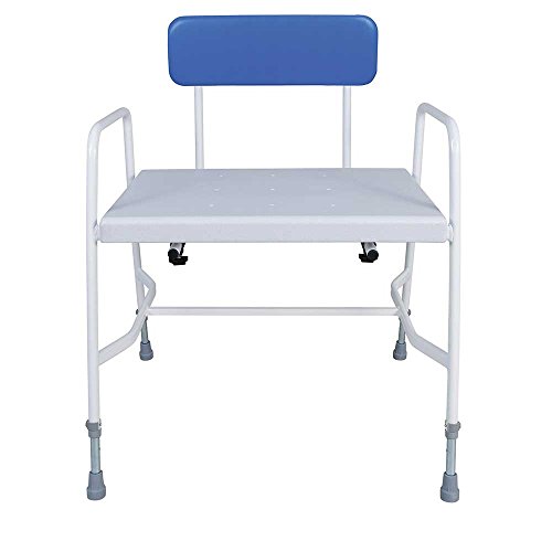 NRS Healthcare – Silla de ducha para personas con sobrepeso/resistente taburete con parte trasera desmontable, extra ancho