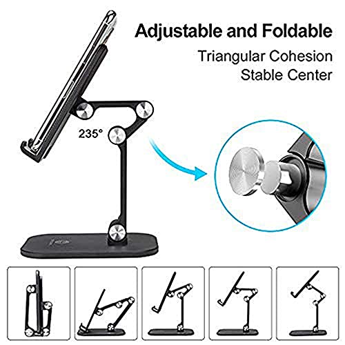 OCYCLONE Soporte para teléfono Celular Totalmente Plegable Soporte para Tableta de Escritorio Altura de ángulo Ajustable para Compatible Todos los teléfonos móviles/iPad/Kindle/Tablet