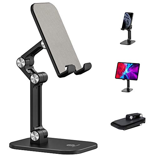 OCYCLONE Soporte para teléfono Celular Totalmente Plegable Soporte para Tableta de Escritorio Altura de ángulo Ajustable para Compatible Todos los teléfonos móviles/iPad/Kindle/Tablet