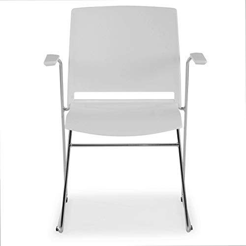 Ofiprix Silla Lotus Silla confidente Silla de Conferencias Silla de Visita con Brazos Patin Color Blanco