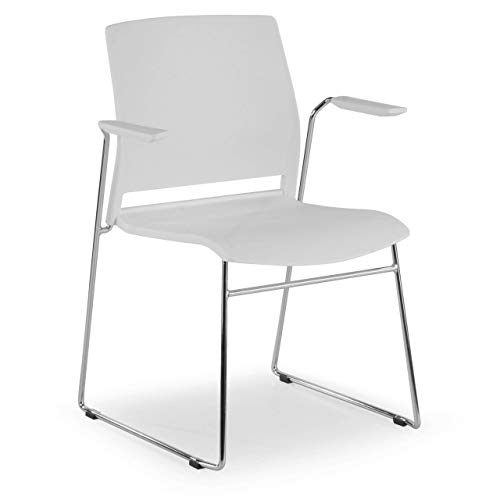 Ofiprix Silla Lotus Silla confidente Silla de Conferencias Silla de Visita con Brazos Patin Color Blanco