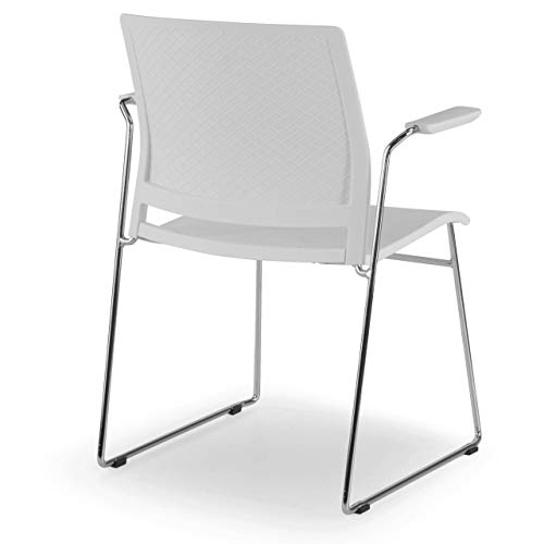 Ofiprix Silla Lotus Silla confidente Silla de Conferencias Silla de Visita con Brazos Patin Color Blanco