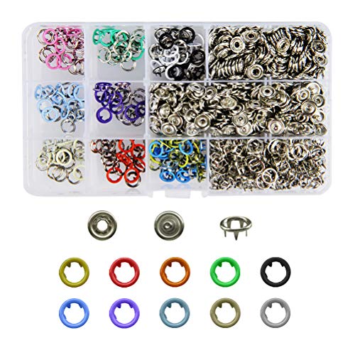 OFNMY Juegos de 200pcs Corchetes de Presión Herramienta de Alicates de Anillo de Metal Botones de Presión de Manualidades 9.5mm