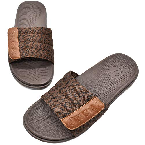 ONCAI Marrón Sandalias de Piscina Hombre Punta Abierta Correa Ajustable Pantuflas Verano Ortesis de Soporte de Arco Deportes Zapatillas Playa Talla 44