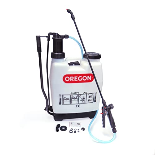 Oregon Pulverizador a Presión Tipo Mochila para Insecticidas y Herbicidas con Lanza y 2 Boquillas Ajustables, 20 Litros, Accesorio de Jardinería para la Espalda en Formato Mochila (518771)