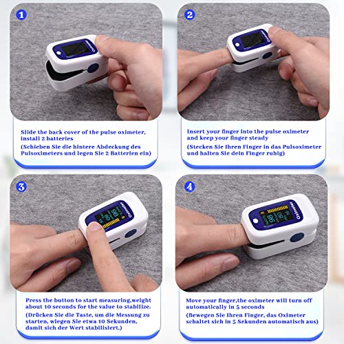 Oxímetro de pulso, oxímetro de dedo profesional oxímetro de saturación de oxíxeno con alarma, monitor de saturación de oxígeno para adultos y niños