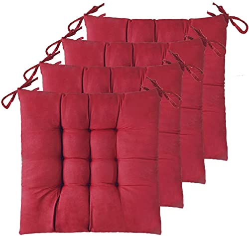 Pack 2 Unidades Cojines para Silla, 40X40 CM, Relleno de Algodón, Ideal para la Decoración de Cocina y Sala, Fabricado en España (2 Unidades, Rojo)