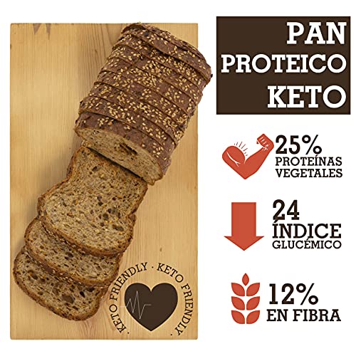 Pan Proteico SiempreTierno XXL 500 grs · Pan Keto Proteinado Bajo en Carbohidratos · 25% de Proteínas · Ideal dietas Hipocalóricas y Altas en Proteínas KETO · Dura hasta 270 días sin frio.