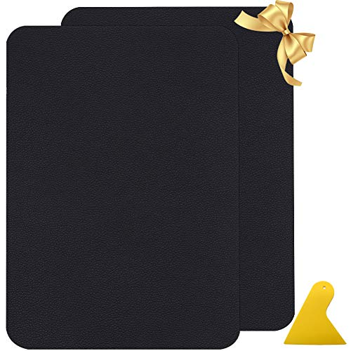 Panngu Kit de Parche de Piel, Autoadhesivo ReparacióN De Cuero Parches - Para asiento de coche, Muebles, Chaqueta, Sofá, Mochila, Quemaduras, Rasgaduras, Manchas. 28 x20 cm (2 Piezas, Negro)