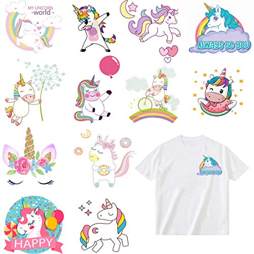 Parches Stickers de Unicornio Termoadhesivos Parche Apliquesde transferencia de calor de DIY Para camiseta Chaqueta Vaqueros Mochila