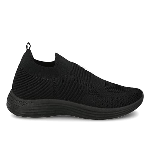 PAYMA - Zapatillas Sneakers Deportivas Mujer. con y Sin Cordones. Tenis Gimnasio, Deporte, Casual y Caminar. Malla Traspirable. Piso Transparente. Color: Negro Sin Cordones. Talla EU 39