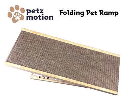 Petzmotion Escalera de madera de roble maciza y resistente, para perros y mascotas, plegable, altura ajustable, antideslizante, para coche, cama, sofá y SUV