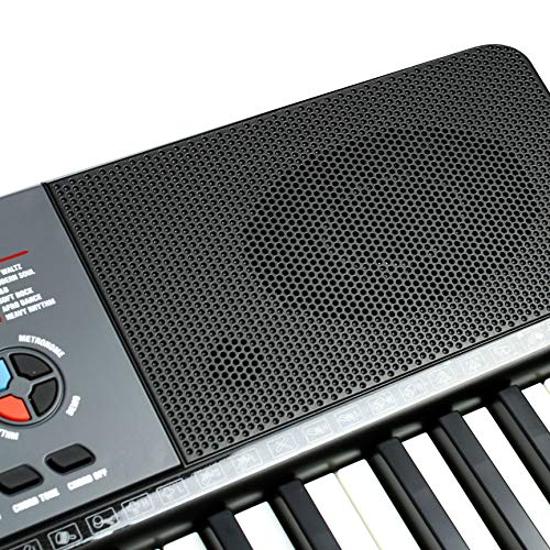 Piano RockJam con teclado de 61 teclas con inflexión de tono, fuente de alimentación, soporte para partituras, pegatinas para notas de piano y lecciones de piano