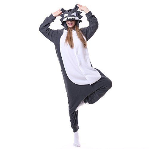 Pijama Animal Entero Unisex para Adultos con Capucha Cosplay Wolf Disfraz Homewear Mamelucos Ropa De Dormir Celebración de días Festivos,LTY33-2,L