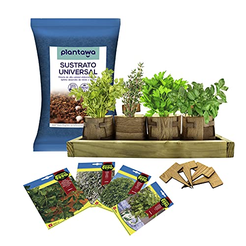 PLANTAWA Kit de Cultivo Growbag, Kit Completo para Cultivar Hierbas Aromáticas y Culinarias, Semillas Huerto Urbano para Casa Jardín Decoración Plantas Ecológicas Interior y Exterior