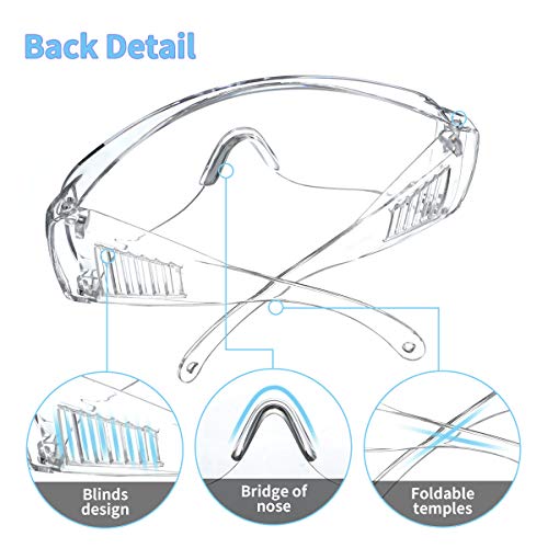 Plegable Gafas Protectoras, Gafas de Seguridad, Gafas a Prueba de Polvo, para Uso Industrial, Agrícola o de Laboratorio (1 Par)