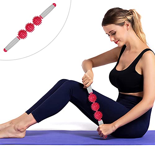 Podazz - Masajeador para atletas que ayudan a recuperar las piernas y el cuerpo de la espalda para puntos de activación, calambres de piernas, cuádriceps, pantorrilla y isquiotibiales (rojo)