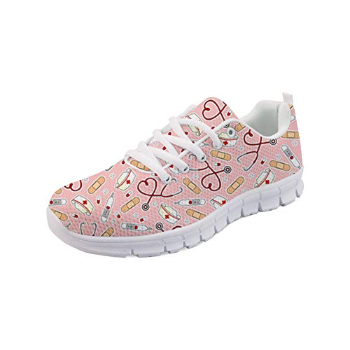 POLERO Sneaker Zapatillas de Deporte Nurse Bear Termometro para Dama Mujer con Cordones 40 Talla Europea