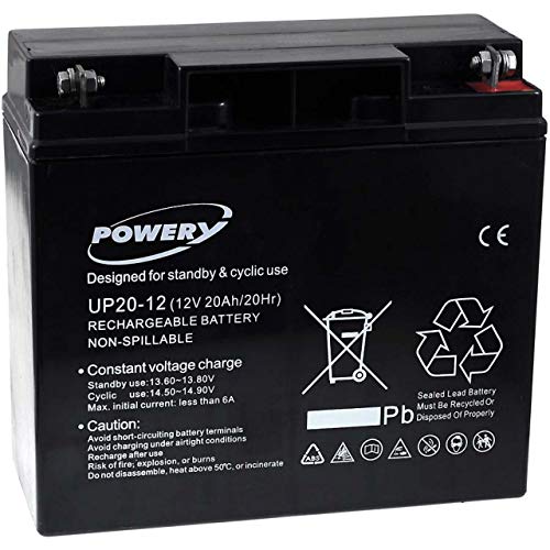 Powery Batería de Gel UP20-12 Compatible con FIAMM Modelo FG21803 12V 20Ah