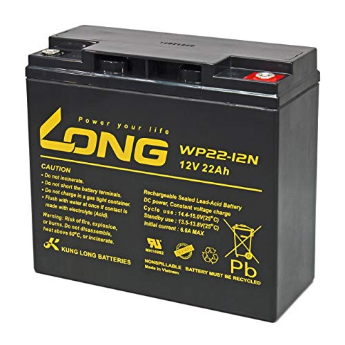 Powery KungLong Batería de Reemplazo para SAI 12V 22Ah cíclica