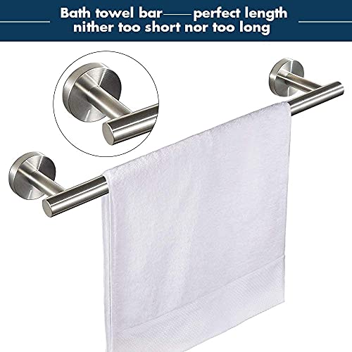 Powstro [5pcs] Juego de toallero de acero inoxidable, soporte de toalla de baño montado en la pared, 1 barra de toalla, 1 toallero de papel, 3 ganchos para albornoz, kit de accesorios de baño plateado