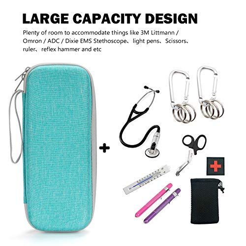 ProCase Estuche Goma EVA para Estetoscopio, Caja Foam Antichoques de Viaje para Fonendoscopio 3M Littmann/MDF/Riester/ADC, Almacenamiento con Bolsillo de Malla para Accesorios -Verde Azulado