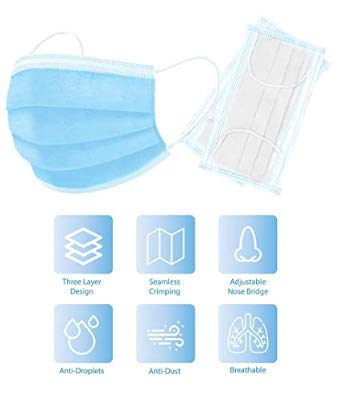 Protector facial de 3 capas con cubierta elástica para el asa del oído Anti-polvo de cara completa (50 PCS)