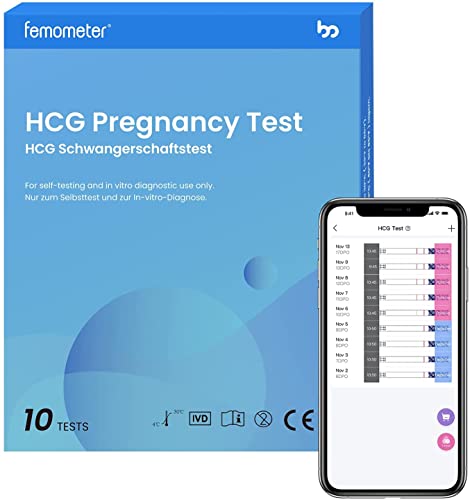 Pruebas de embarazo femómetro, tiras de prueba de embarazo de HCG, kit de pruebas de embarazo de detección temprana, 25 MUI / ml con resultados rápidos y precisos,10 piezas