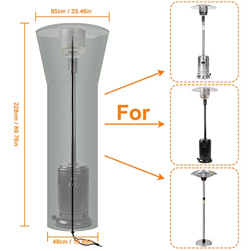 PTN Cubierta Calentador Patio, Funda para Estufa para Calentadores Redondos de Cúpula de Exteriores Negro, Cubierta Impermeable del Calentador de Patio para Patio de Jardín, 226 * 85 cm