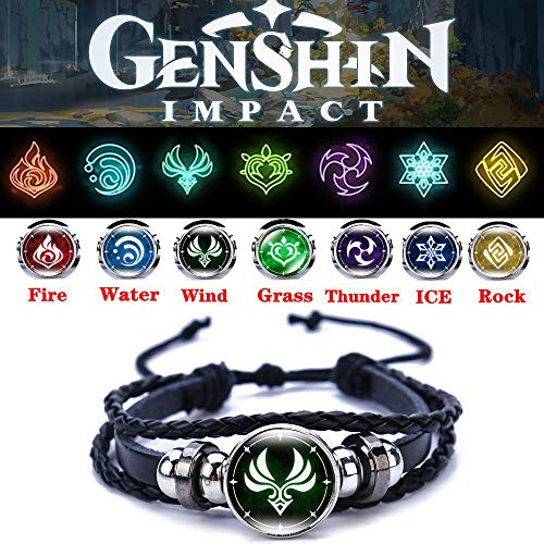 Pulsera Periférica Danimación Unisex Genshin Impact Elemento de Juego Badge Impresión Pulsera con 6 Reemplazo Estudiantes Adultos Fan De Juegos Cosplay Pulsera Regalo Regalo