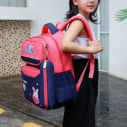 PUYEI Mochila escolar para niños, mochila escolar básica, mochila impermeable, mochila espacial para guardería, mochila básica, mochila ortopédica para niños y niños escolares primarios, Rojo marino.,