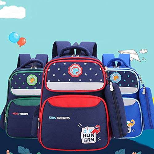 PUYEI Mochila escolar para niños, mochila escolar básica, mochila impermeable, mochila espacial para guardería, mochila básica, mochila ortopédica para niños y niños escolares primarios, Rojo marino.,